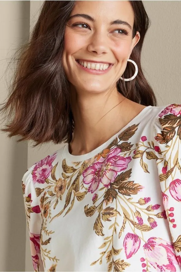 Women Lesley Printed Top Painterly Peony Flowers Soft Surroundings Tops Women Lesley Printed Top Painterly Peony Flowers Soft Surroundings Tops