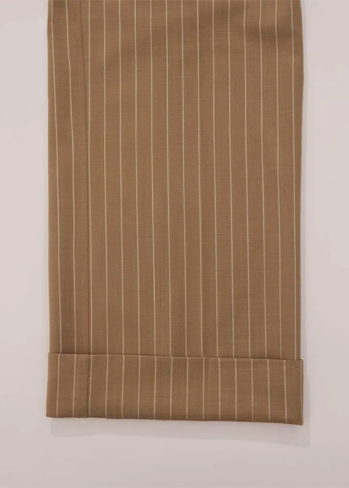 Women Lightweight Pinstripe WideLeg Pant Caramel MEEM