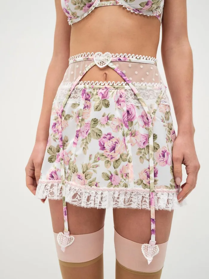 Women Lingerie For Love and Lemons Mary Rose Garter Skirt Pink