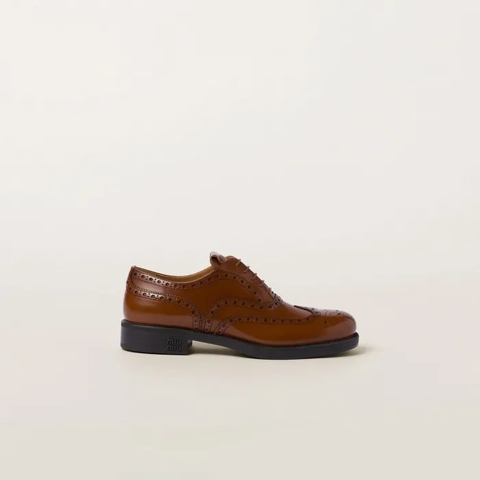 Women Loafers And LaceUps Miu Miu Church039s X Miu Miu Brushed Leather Oxford Brogue Shoes Tobacco Women Loafers And LaceUps Miu Miu Church039s X Miu Miu Brushed Leather Oxford Brogue Shoes Tobacco