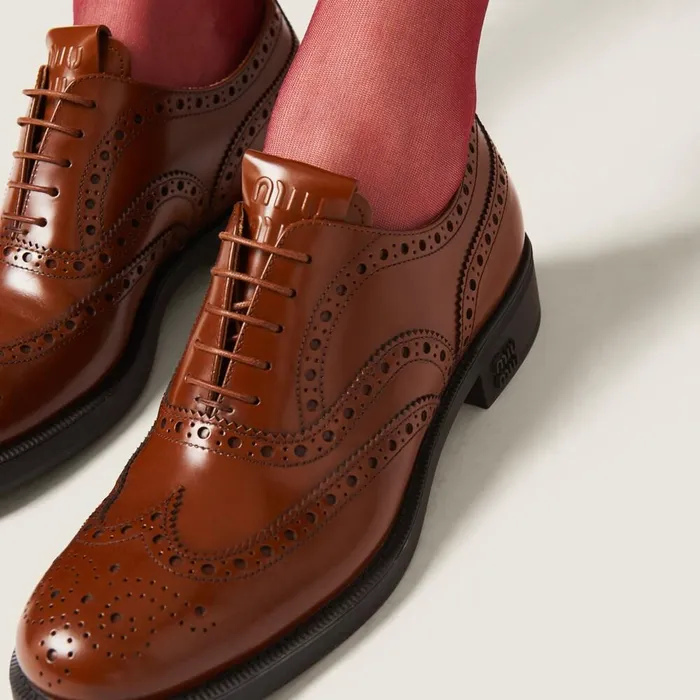 Women Loafers And LaceUps Miu Miu Church039s X Miu Miu Brushed Leather Oxford Brogue Shoes Tobacco Women Loafers And LaceUps Miu Miu Church039s X Miu Miu Brushed Leather Oxford Brogue Shoes Tobacco