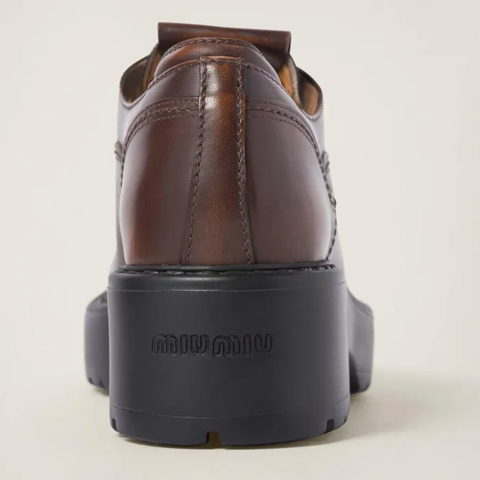 Women Loafers And LaceUps Miu Miu Laced Fum Leather Shoes Sienna Women Loafers And LaceUps Miu Miu Laced Fum Leather Shoes Sienna
