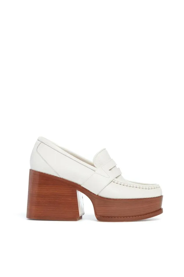 Women Loafers Gabriela Hearst Augusta Platform Loafer In Cream Leather