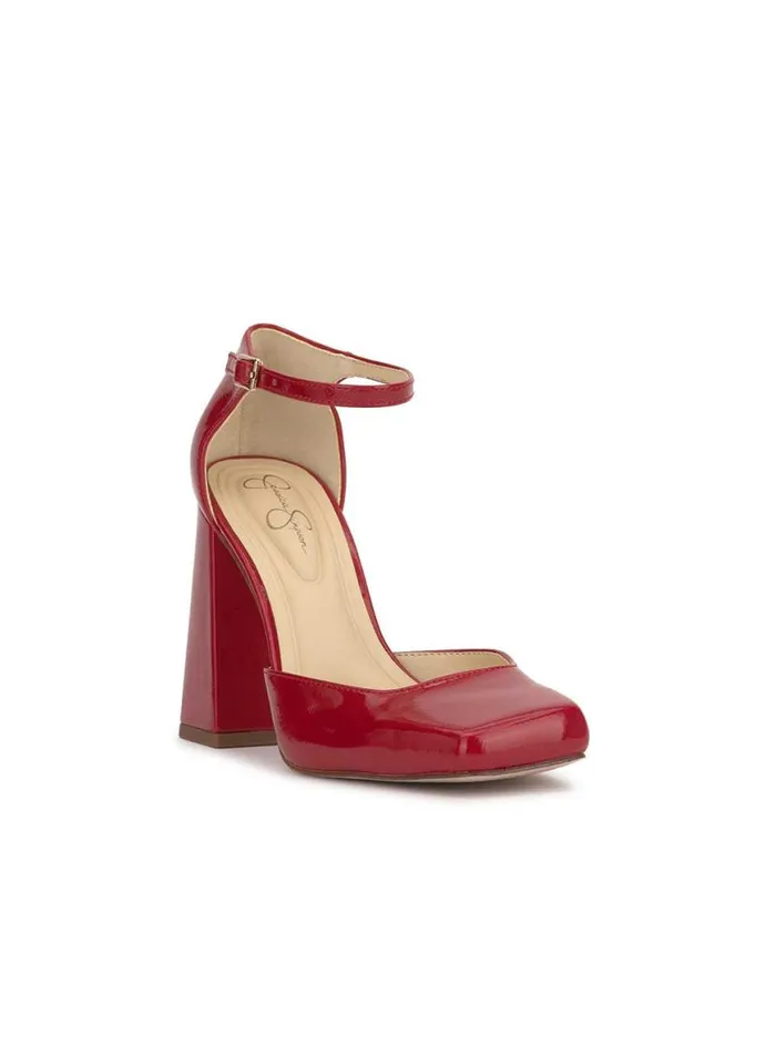 Women Lollah Block Heel Pump In Red Muse Jessica Simpson Pumps