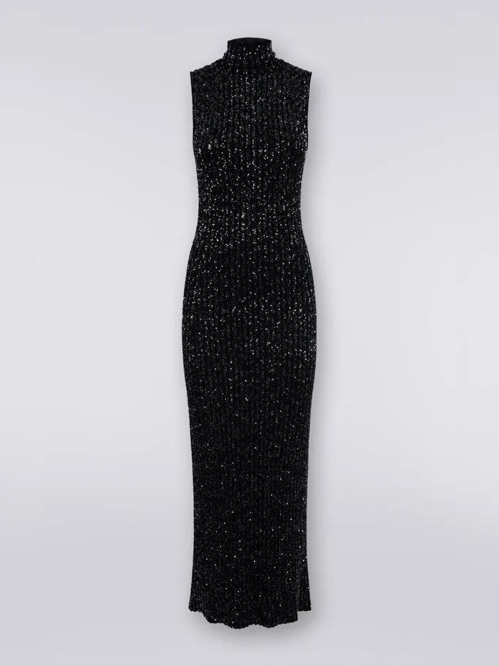 Women Long Dress In Viscose Blend With Sequins Black Missoni Dresses