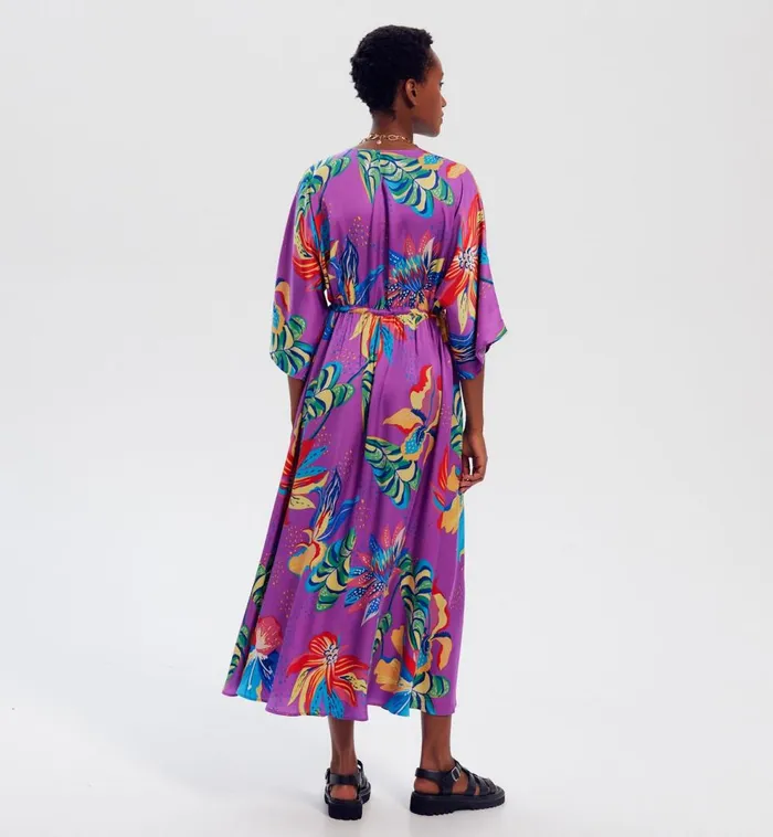 Women Long Patterned Dress 8211 Violet Print Promod Dresses Women Long Patterned Dress 8211 Violet Print Promod Dresses