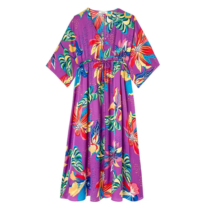 Women Long Patterned Dress 8211 Violet Print Promod Dresses Women Long Patterned Dress 8211 Violet Print Promod Dresses