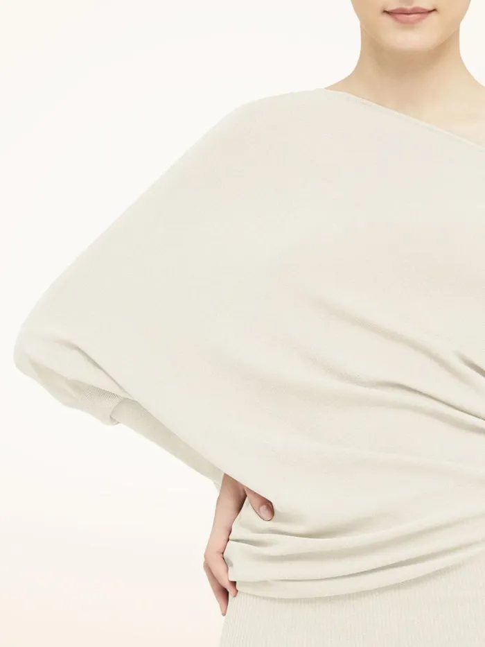 Women Longsleeved Tops Wolford Viscose Knit Top Long Sleeves Ecrue