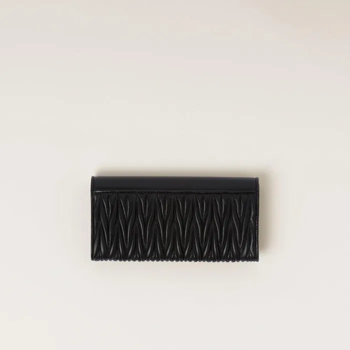Women Long Wallets Miu Miu Large Matelass Nappa Leather Wallet Black Women Long Wallets Miu Miu Large Matelass Nappa Leather Wallet Black