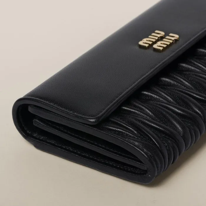 Women Long Wallets Miu Miu Large Matelass Nappa Leather Wallet Black Women Long Wallets Miu Miu Large Matelass Nappa Leather Wallet Black