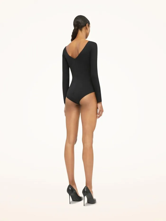 Women Longsleeve Bodies Wolford The Kimono Slit Body Black Women Longsleeve Bodies Wolford The Kimono Slit Body Black