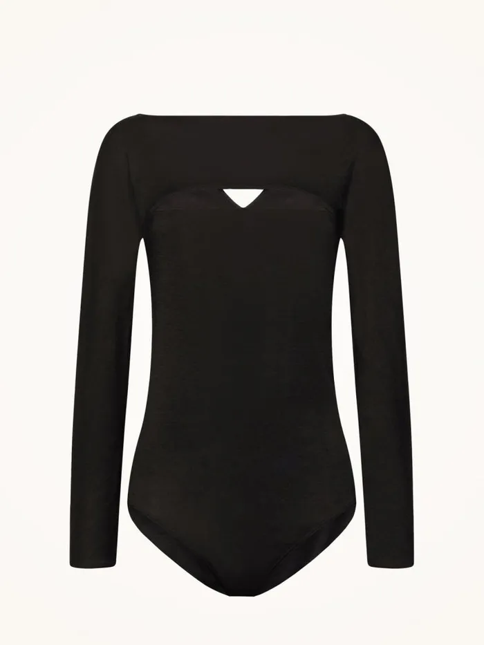 Women Longsleeve Bodies Wolford The Kimono Slit Body Black Women Longsleeve Bodies Wolford The Kimono Slit Body Black