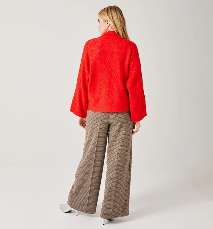 Women Loose RaisedNeckline Jumper 8211 Red Promod Jumpers And Cardigans Women Loose RaisedNeckline Jumper 8211 Red Promod Jumpers And Cardigans
