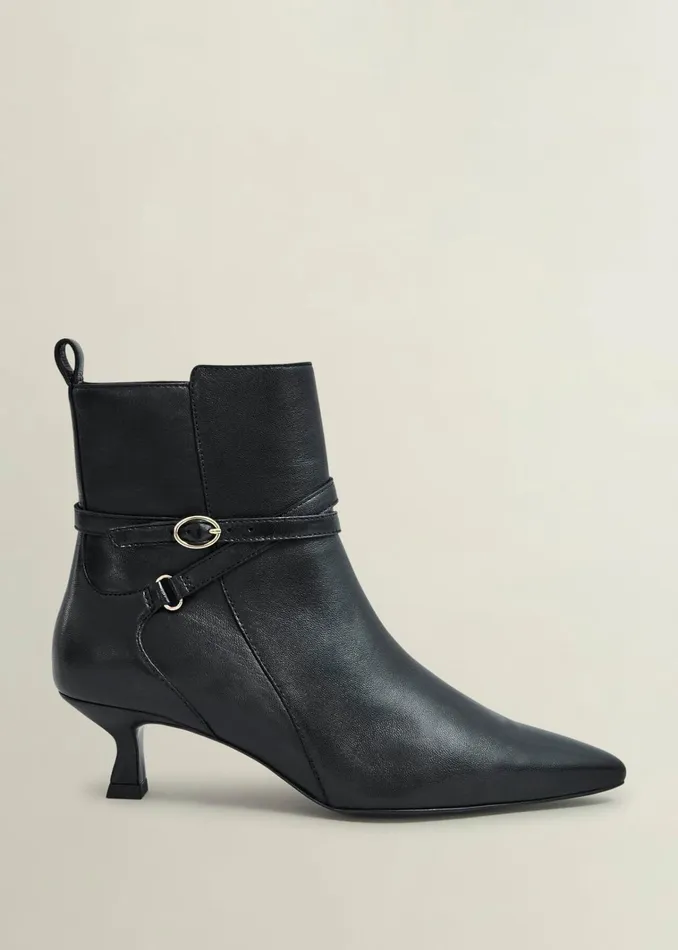 Women Loretta Leather Heeled Ankle Boots Black Hobbs Boots