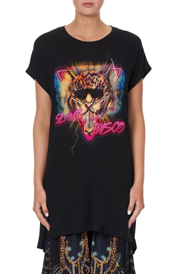 Women Loungewear Camilla Long Scoop Back Hem TShirt Slave To The Rhythm