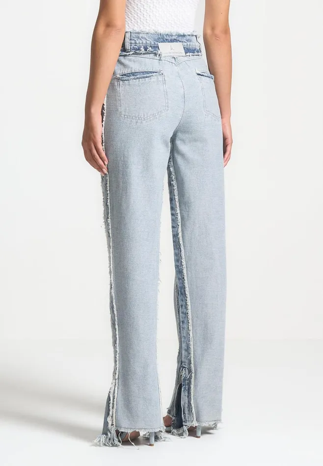 Women Manire De Voir Distressed Mom Jeans Mid Blue