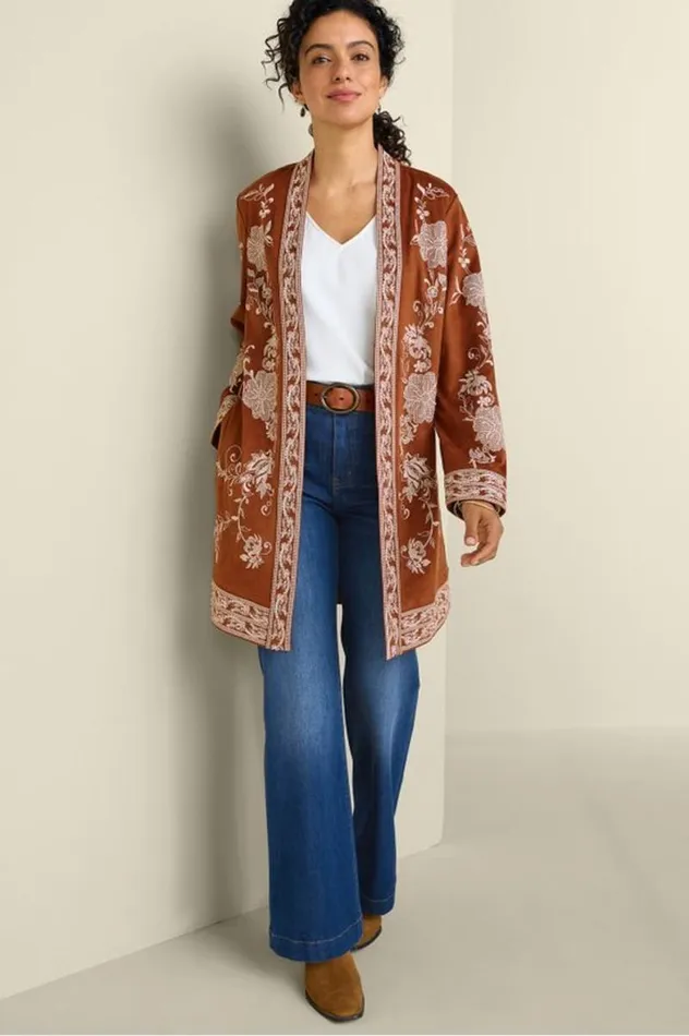 Women Marienne Faux Suede Jacket Auburn Soft Surroundings Toppers