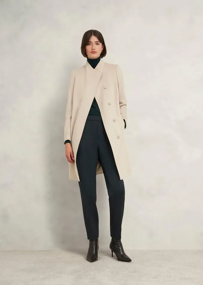 Women Marissa Wool Coat Buff Grey Hobbs Coats and Jackets