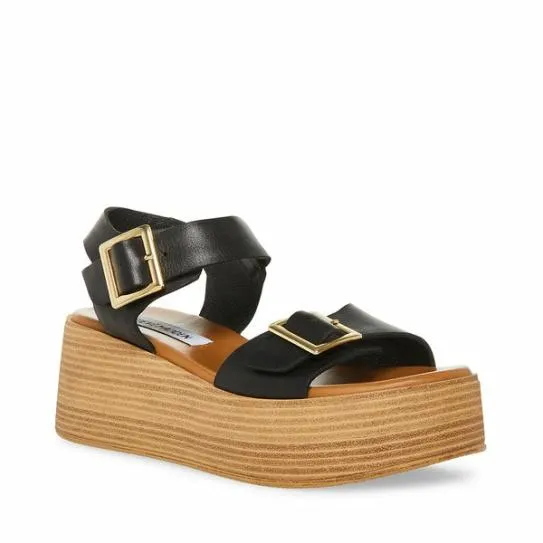 Women MARKA BLACK LEATHER Black Leather Steve Madden Sandals Women MARKA BLACK LEATHER Black Leather Steve Madden Sandals