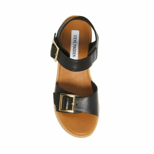 Women MARKA BLACK LEATHER Black Leather Steve Madden Sandals Women MARKA BLACK LEATHER Black Leather Steve Madden Sandals