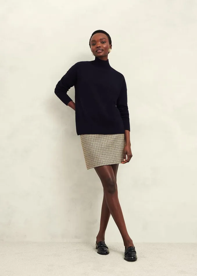 Women Marlena Cashmere Funnel Neck Jumper Hobbs Navy Hobbs Jumpers and Cardigans