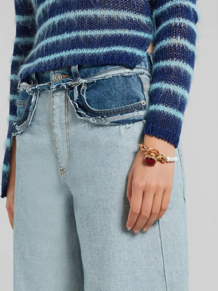Women Marni Bracelets Mixed Link Chain Bracelet With Pearls And Ring