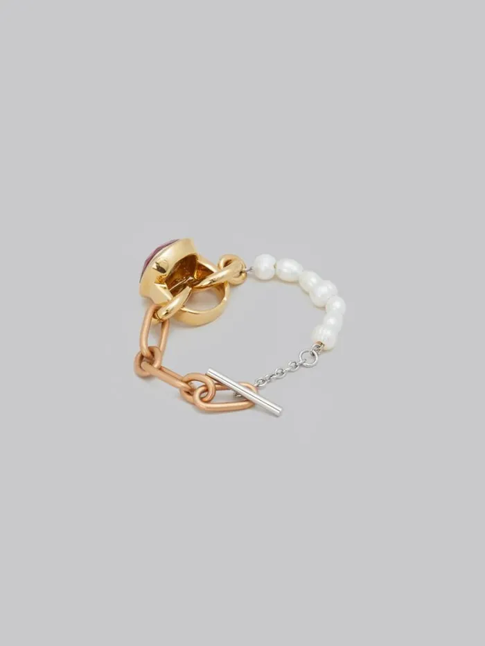 Women Marni Bracelets Mixed Link Chain Bracelet With Pearls And Ring