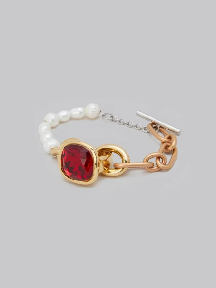 Women Marni Bracelets Mixed Link Chain Bracelet With Pearls And Ring