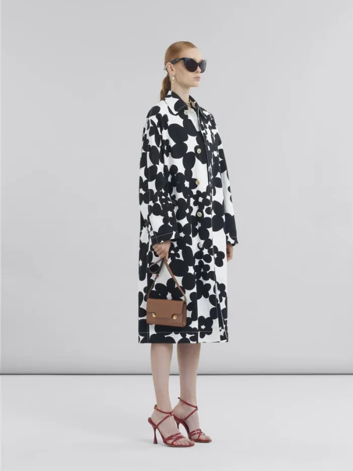 Women Marni Dresses Black And White Dilles Print Silk Dress