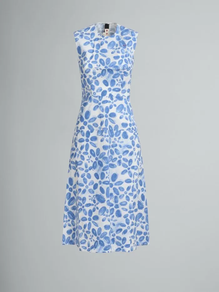 Women Marni Dresses White Poplin ALine Dress With Blooming Print