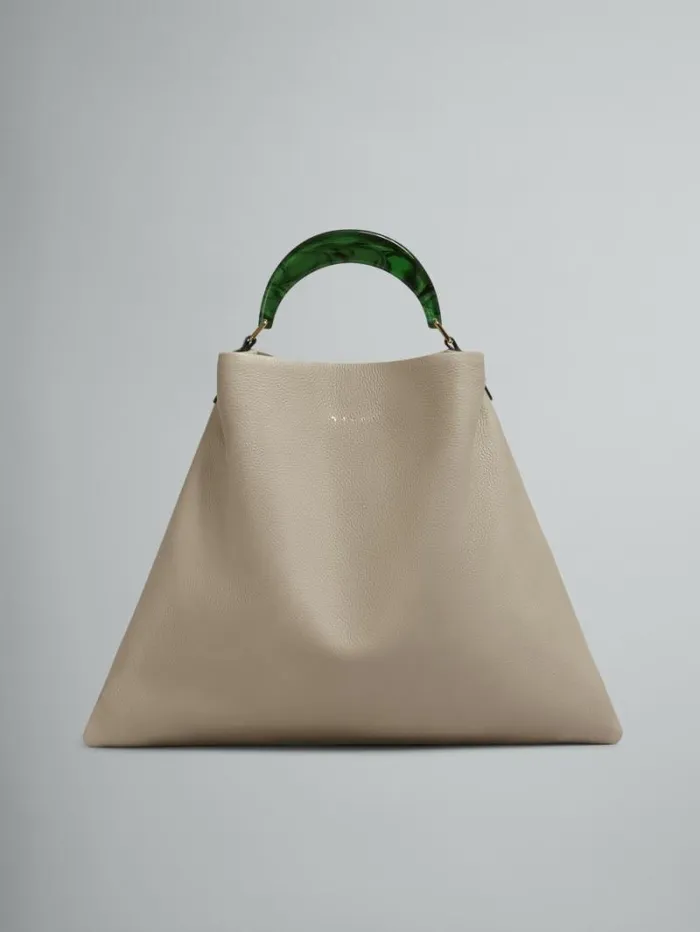 Women Marni Handbags Venice Medium Bag In Beige Leather