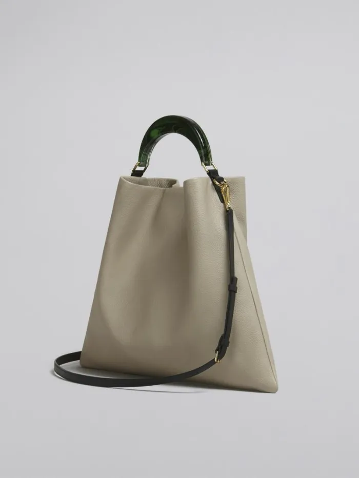 Women Marni Handbags Venice Medium Bag In Beige Leather