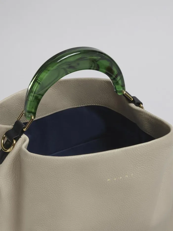 Women Marni Handbags Venice Medium Bag In Beige Leather