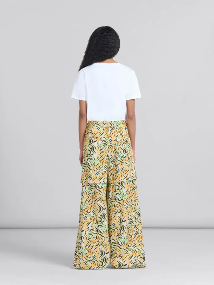 Women Marni Pants Orange And Green Printed Organic Poplin Hybrid Cargo Pants
