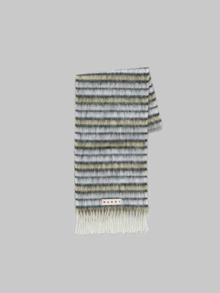 Women Marni Scarves White Wool And Mohair Scarf With Striped Pattern
