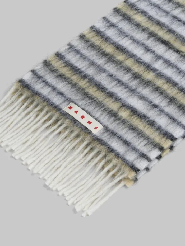 Women Marni Scarves White Wool And Mohair Scarf With Striped Pattern