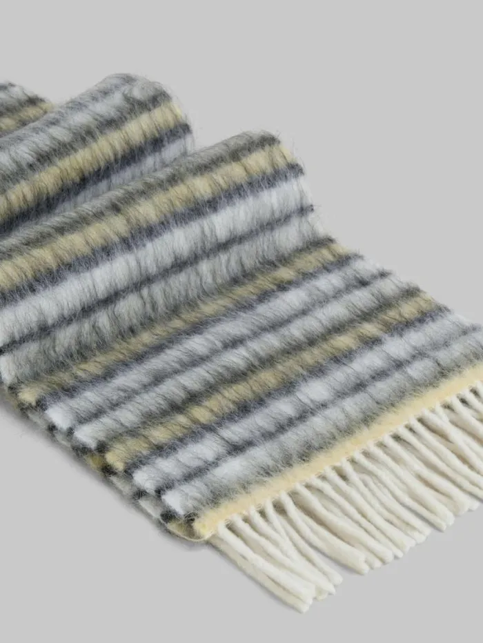Women Marni Scarves White Wool And Mohair Scarf With Striped Pattern