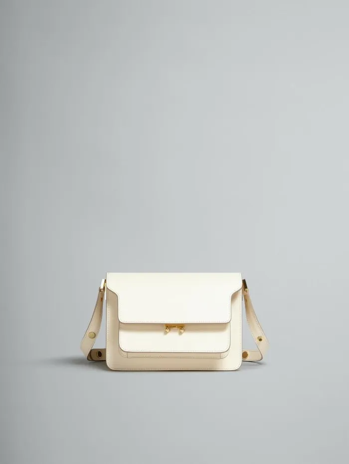 Women Marni Shoulder Bags Cream Saffiano Leather Medium Trunk Bag