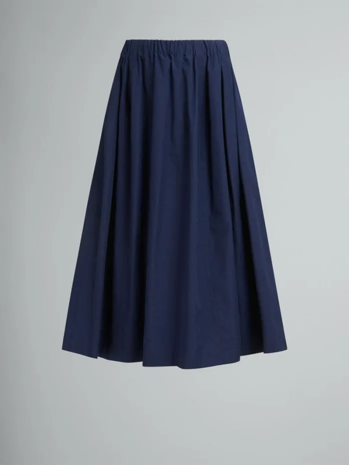 Women Marni Skirts Blue Organic Poplin Elasticated Midi Skirt