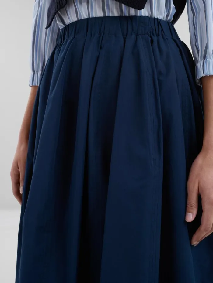 Women Marni Skirts Blue Organic Poplin Elasticated Midi Skirt