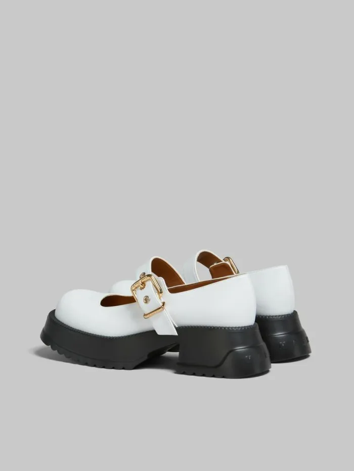 Women Marni Sneakers White Leather Mary Jane With Platform Sole