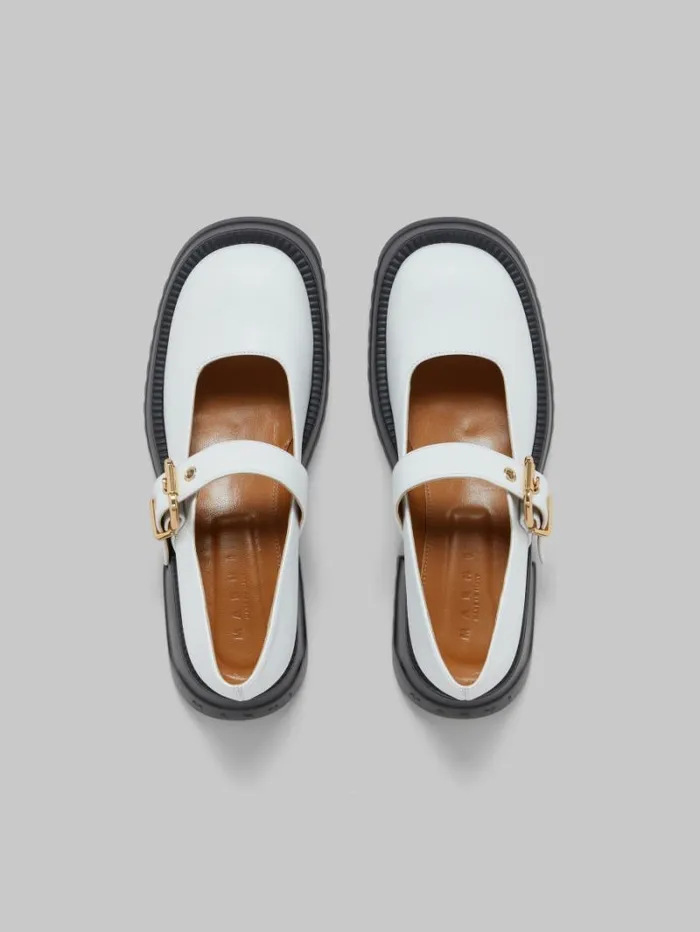Women Marni Sneakers White Leather Mary Jane With Platform Sole