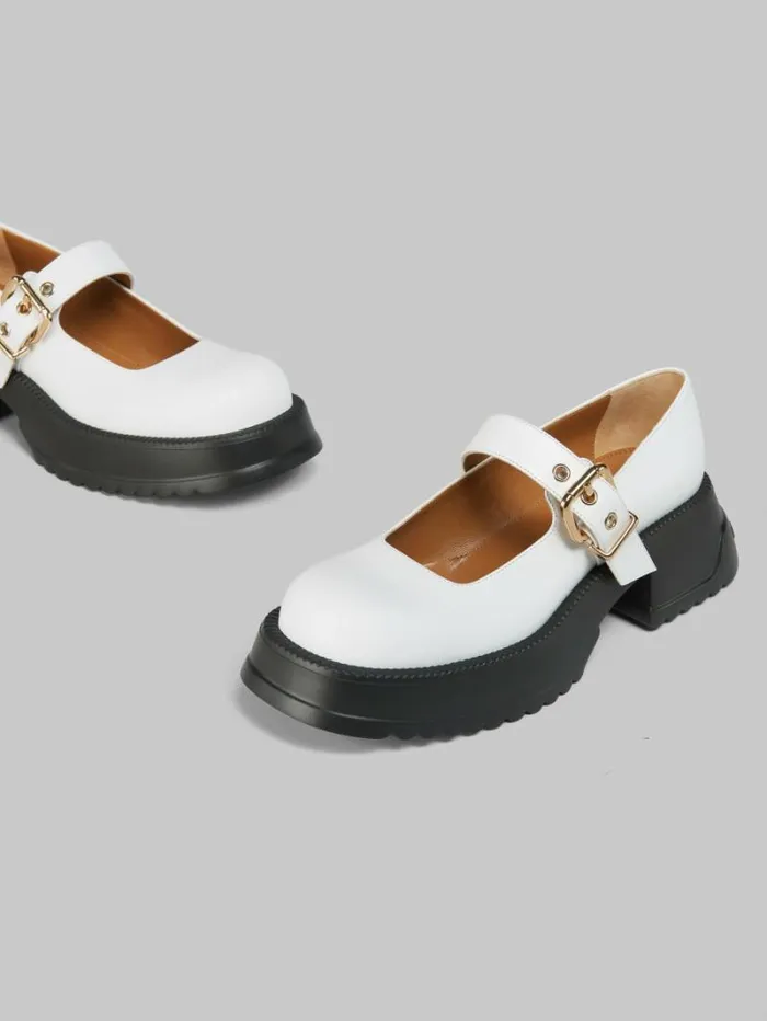 Women Marni Sneakers White Leather Mary Jane With Platform Sole