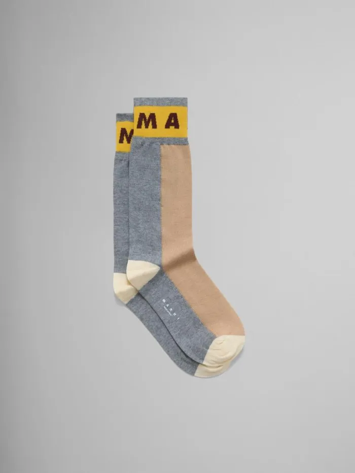 Women Marni Socks Brown ColourBlock Cotton Socks