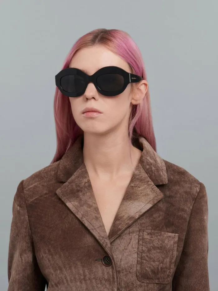 Women Marni Sunglasses Black Ik Kil Cenote Acetate Sunglasses