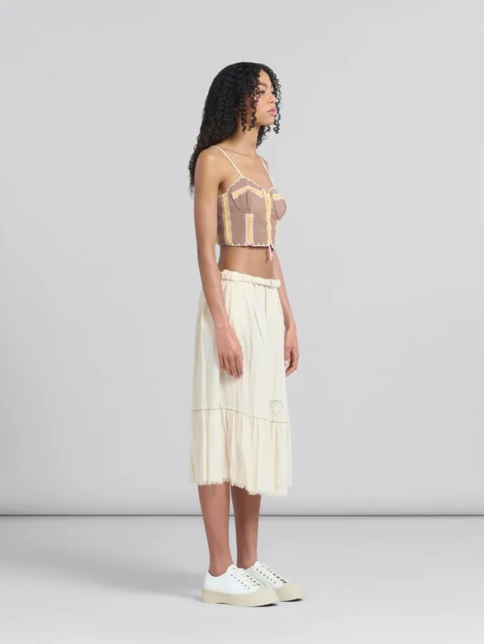 Women Marni Tops and Tshirts Brown Organic Denim Cami With Crochet Details