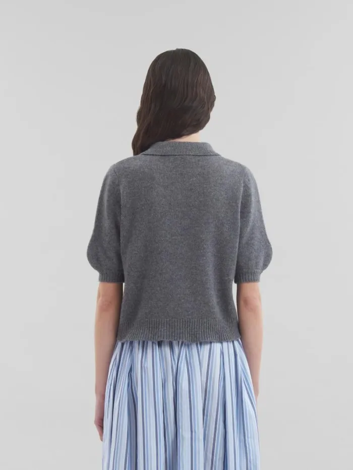 Women Marni Tops and Tshirts Grey Cashmere Polo Jumper With Marni Patch