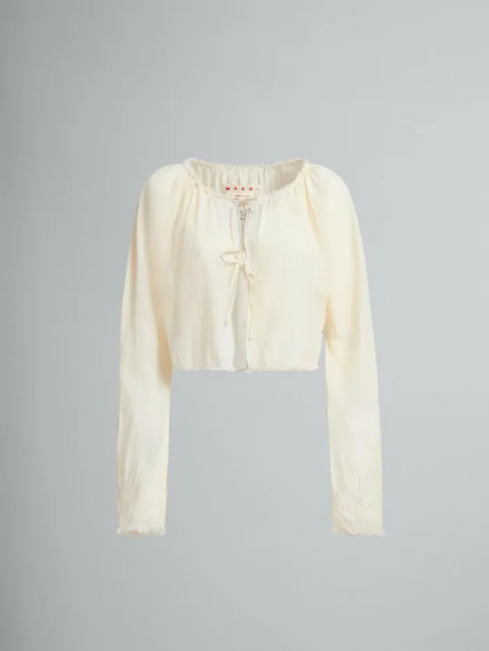 Women Marni Tops and Tshirts Light Beige Organic Cheesecloth Blouse With Ties