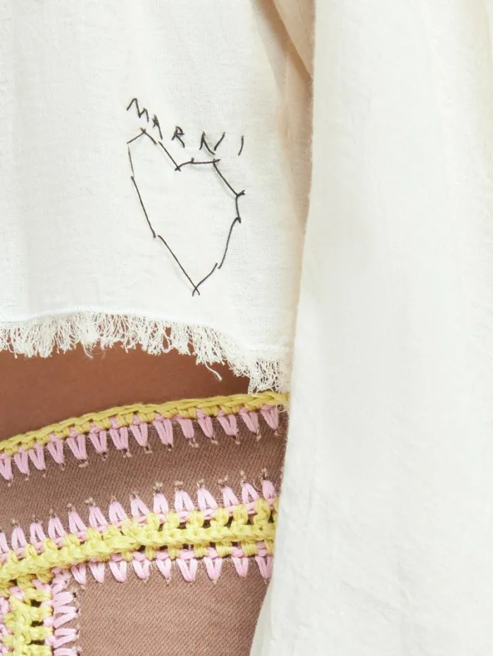 Women Marni Tops and Tshirts Light Beige Organic Cheesecloth Blouse With Ties