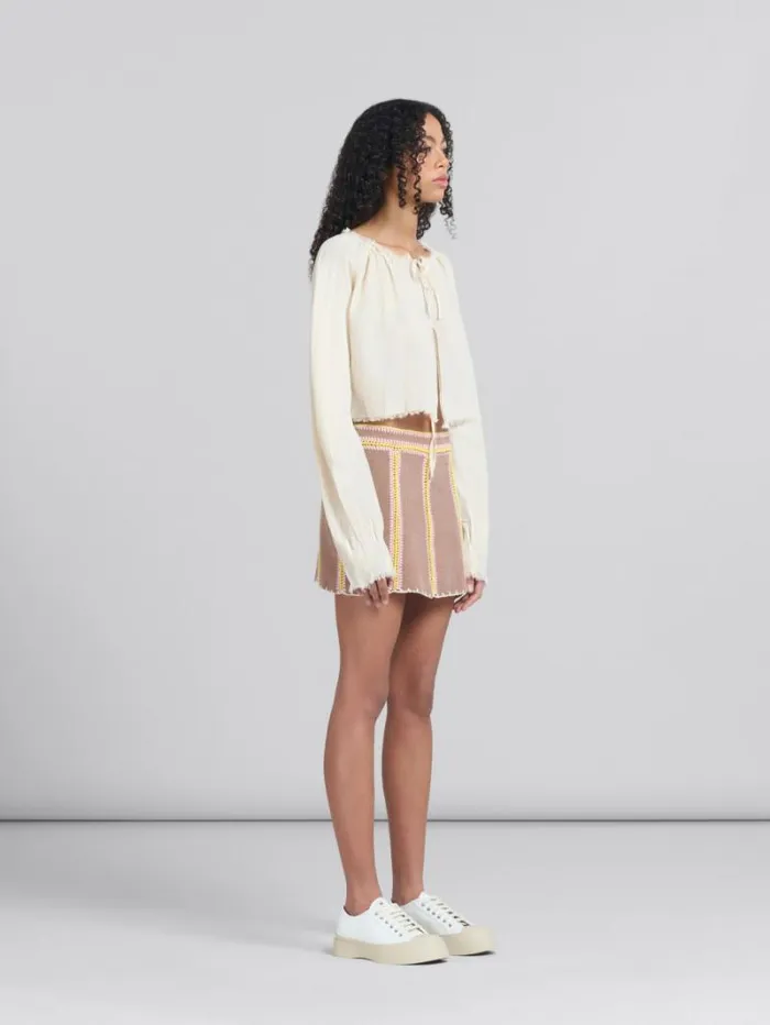 Women Marni Tops and Tshirts Light Beige Organic Cheesecloth Blouse With Ties